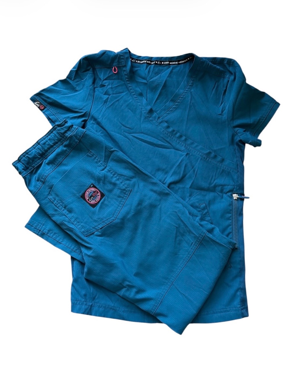 Koi Women’s Teal V-Neck Scrub Top and Pants Set